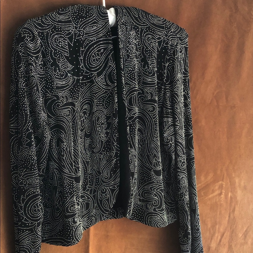 Chico's Black and White Patterned Open Cardigan